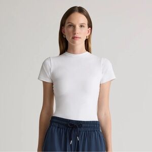 NWOT QUINCE Stretch Cotton Jersey Fitted T-Shirt Soft White Medium 6609